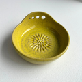 Handmade Ceramic Garlic & Ginger Grater with Herb Stripper – Tan Speckled Clay in Daffodil Gloss – Clay Create Australia