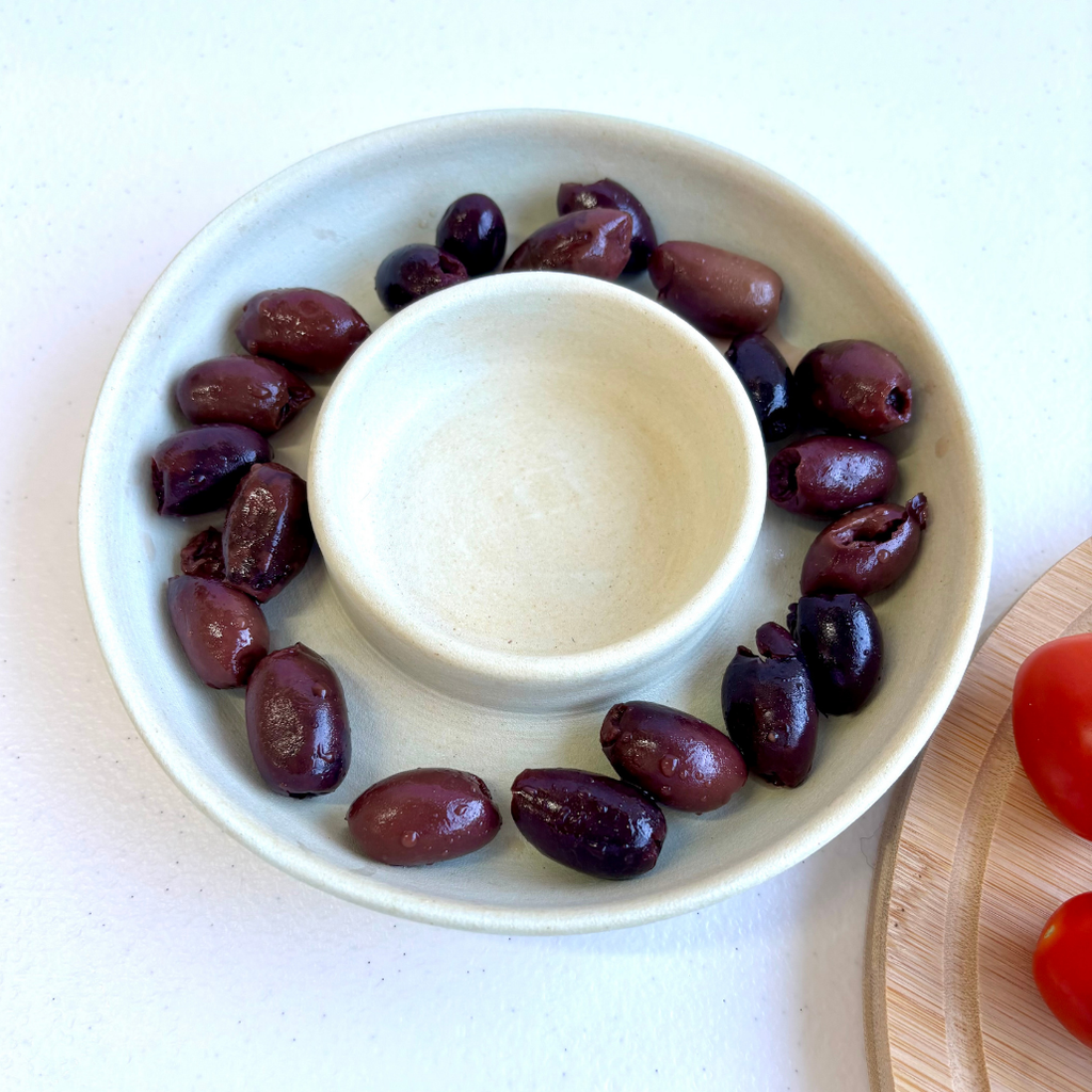 Olive - Nut - Dip Bowl in White Speckled Clay – Clay Create Australia