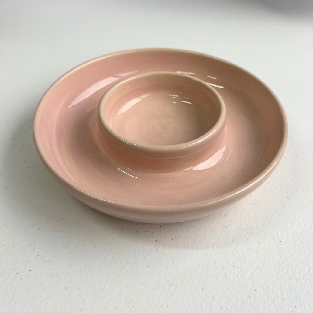 Olive - Nut - Dip Bowl in Off White Clay in Soft Pink Gloss – Clay Create Australia
