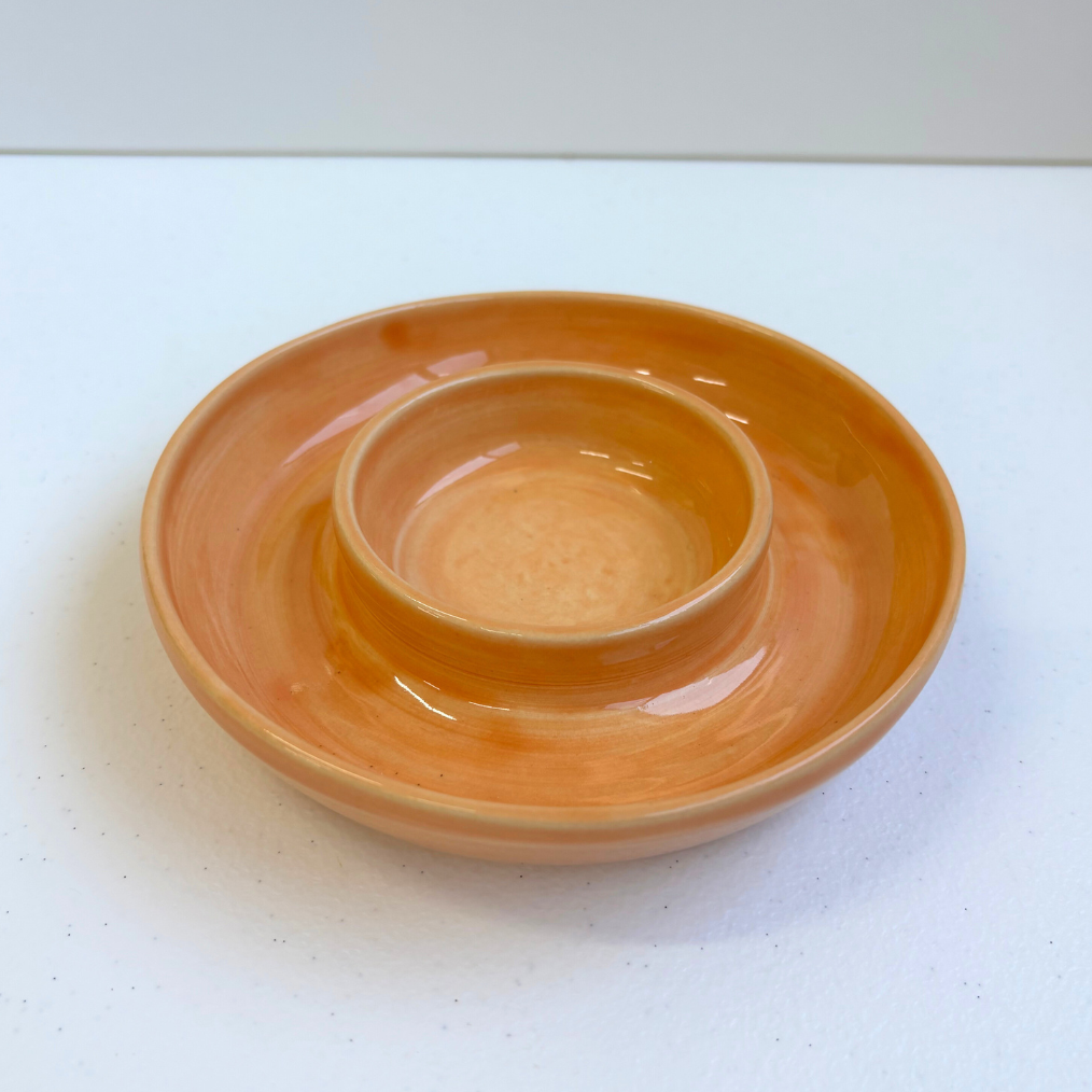 Olive - Nut - Dip Bowl in Off White Clay in Apricot Gloss – Clay Create Australia