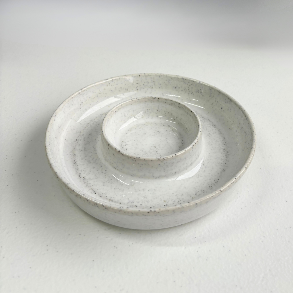 Olive - Nut - Dip Bowl in White Speckled Clay in White Gloss – Clay Create Australia