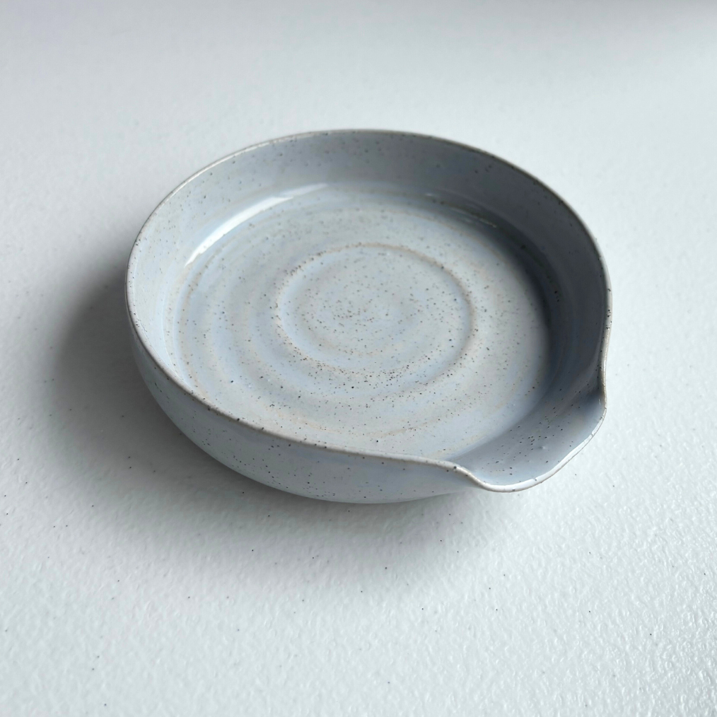 Spoon Rest in Tan Speckled Clay in Blue/Grey Gloss – Clay Create Australia